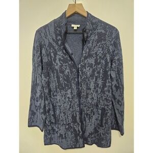 Pure Jill J. Jill Blue Abstract Jacquard Snap Front Cardigan Sweater XS
